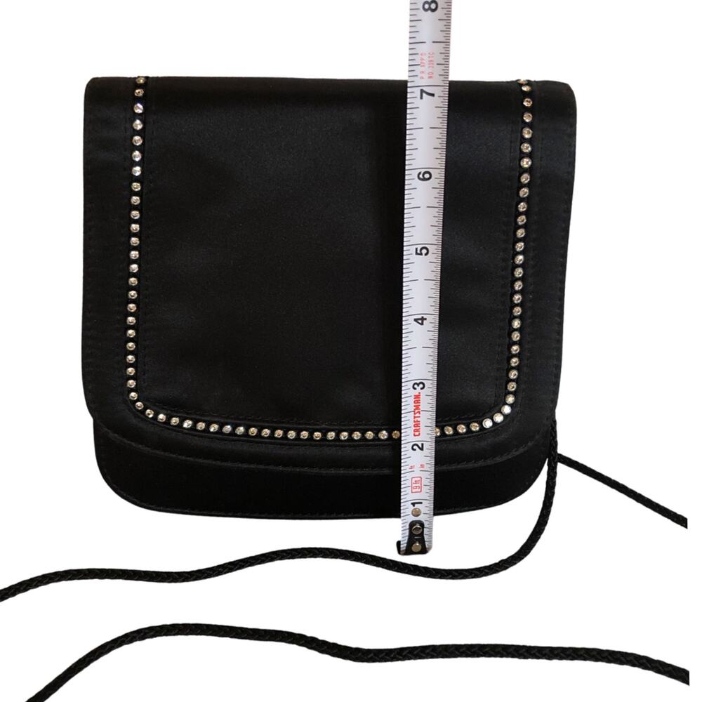 Talbots crossbody bag, Black with diamond stud design, Satin - Picture 6 of 9